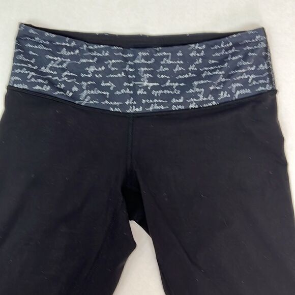 Lululemon wunder under black leggings with script waistband size 6 - Picture 2 of 10